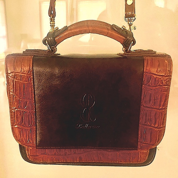 🌹BELLE ROSE🌹 CROC EMBOSSED LEATHER MULTI COMPARTMENT ORGANIZER CROSSBODY BAG - Picture 3 of 14